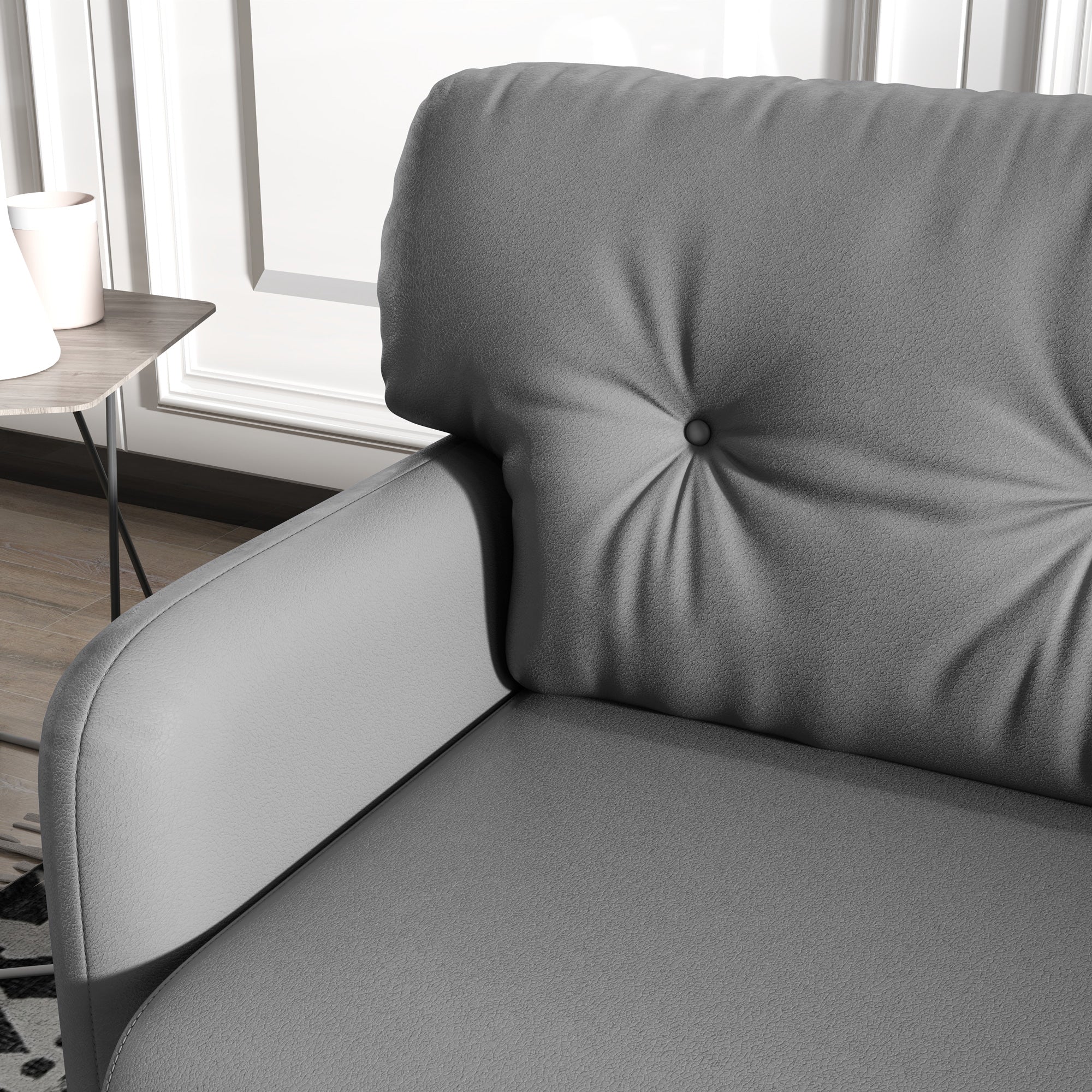 HOMCOM 58" Loveseat Sofa for Bedroom, Modern Love Seats Furniture, Upholstered 2 Seater Couch with 2 Tufted Back Cushion, Steel Frame and Beech Wood Legs for Living Room, Grey