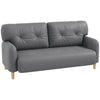 HOMCOM 58" Loveseat Sofa for Bedroom, Modern Love Seats Furniture, Upholstered 2 Seater Couch with 2 Tufted Back Cushion, Steel Frame and Beech Wood Legs for Living Room, Grey