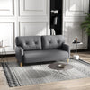 HOMCOM 58" Loveseat Sofa for Bedroom, Modern Love Seats Furniture, Upholstered 2 Seater Couch with 2 Tufted Back Cushion, Steel Frame and Beech Wood Legs for Living Room, Grey