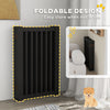 PawHut Free Standing Wooden Pet Gate Indoor Dog Barrier Foldable Step Over Doorway Fence Safety Gate with Open Door Z Shape 4 Panel Black