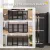 PawHut Free Standing Wooden Pet Gate Indoor Dog Barrier Foldable Step Over Doorway Fence Safety Gate with Open Door Z Shape 4 Panel Black