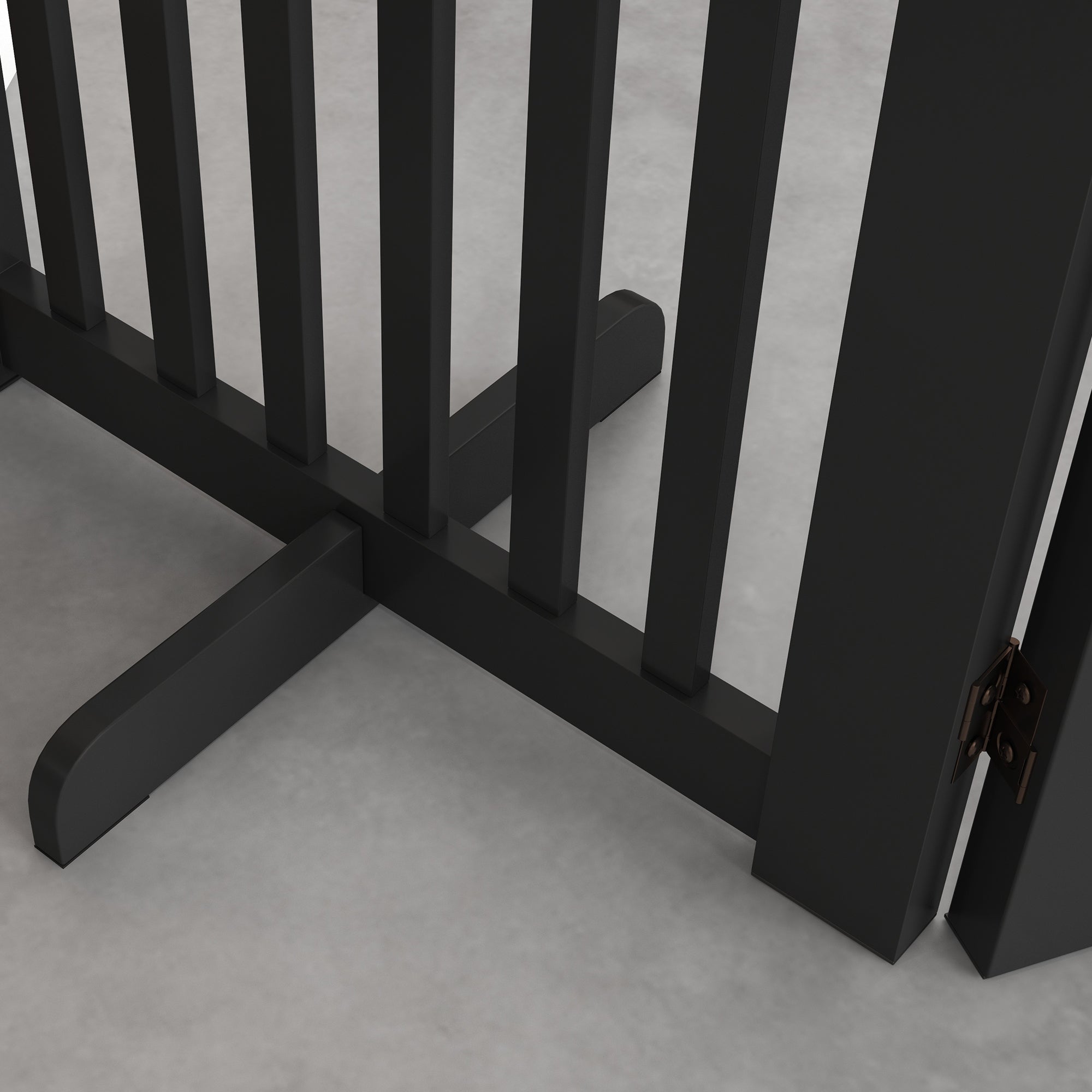 PawHut Free Standing Wooden Pet Gate Indoor Dog Barrier Foldable Step Over Doorway Fence Safety Gate with Open Door Z Shape 4 Panel Black