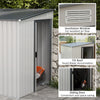 Outsunny 5 x 7FT Lean to Outdoor Storage Shed with Foundation Kit, Metal Garden Shed with Adjustable Shelves, Sliding Door, Vents, Hooks for Backyard, Patio, Lawn, White