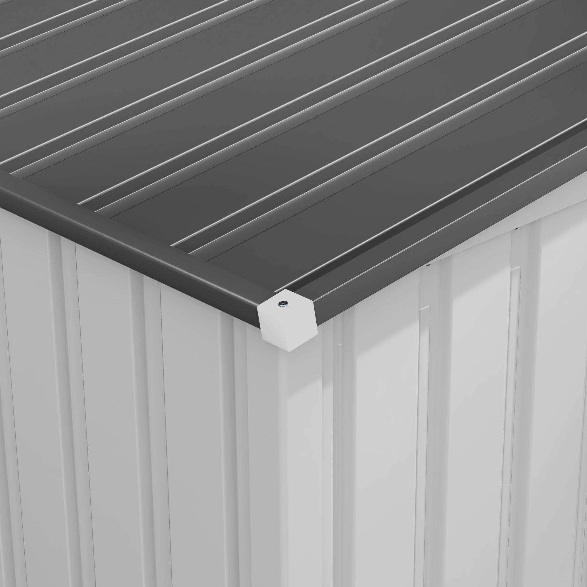 Outsunny 5 x 7FT Lean to Outdoor Storage Shed with Foundation Kit, Metal Garden Shed with Adjustable Shelves, Sliding Door, Vents, Hooks for Backyard, Patio, Lawn, White