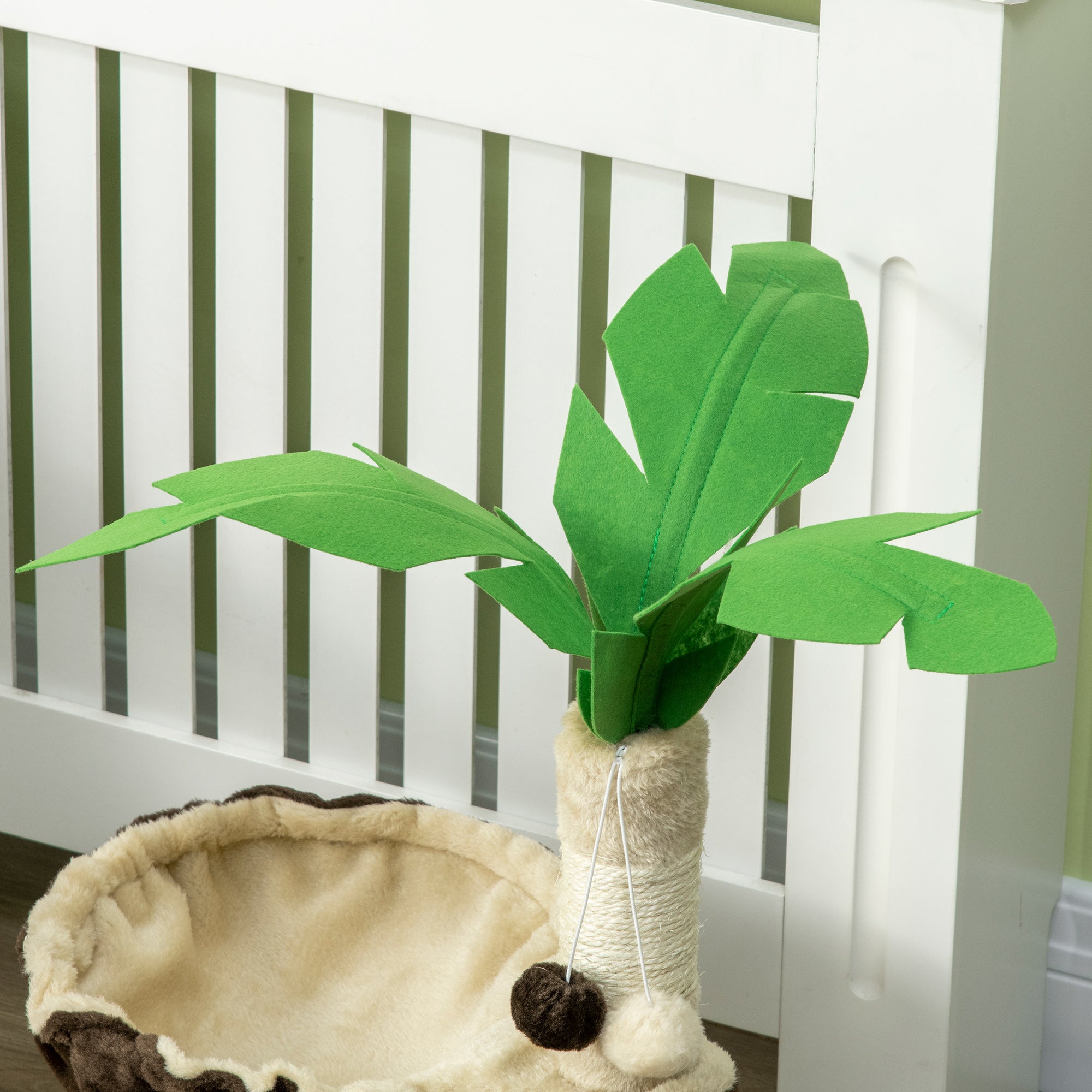 PawHut 68cm Cat Tree, Coconut Tree Shaped Kitty Activity Centre with Hammock, Cat Tower with Sisal Scratching Post, Beige