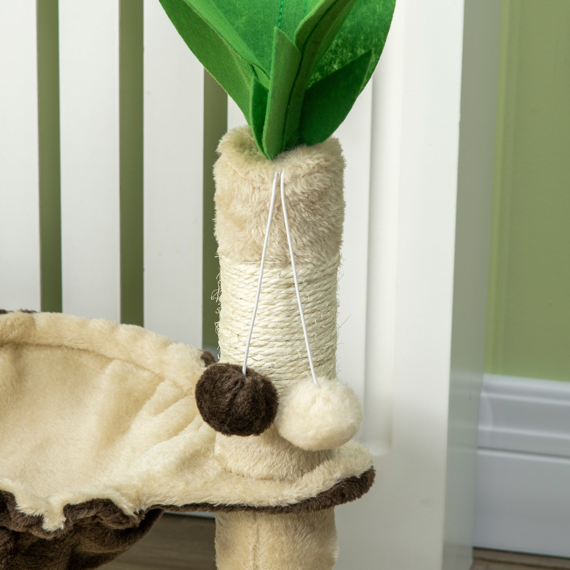 PawHut 68cm Cat Tree, Coconut Tree Shaped Kitty Activity Centre with Hammock, Cat Tower with Sisal Scratching Post, Beige