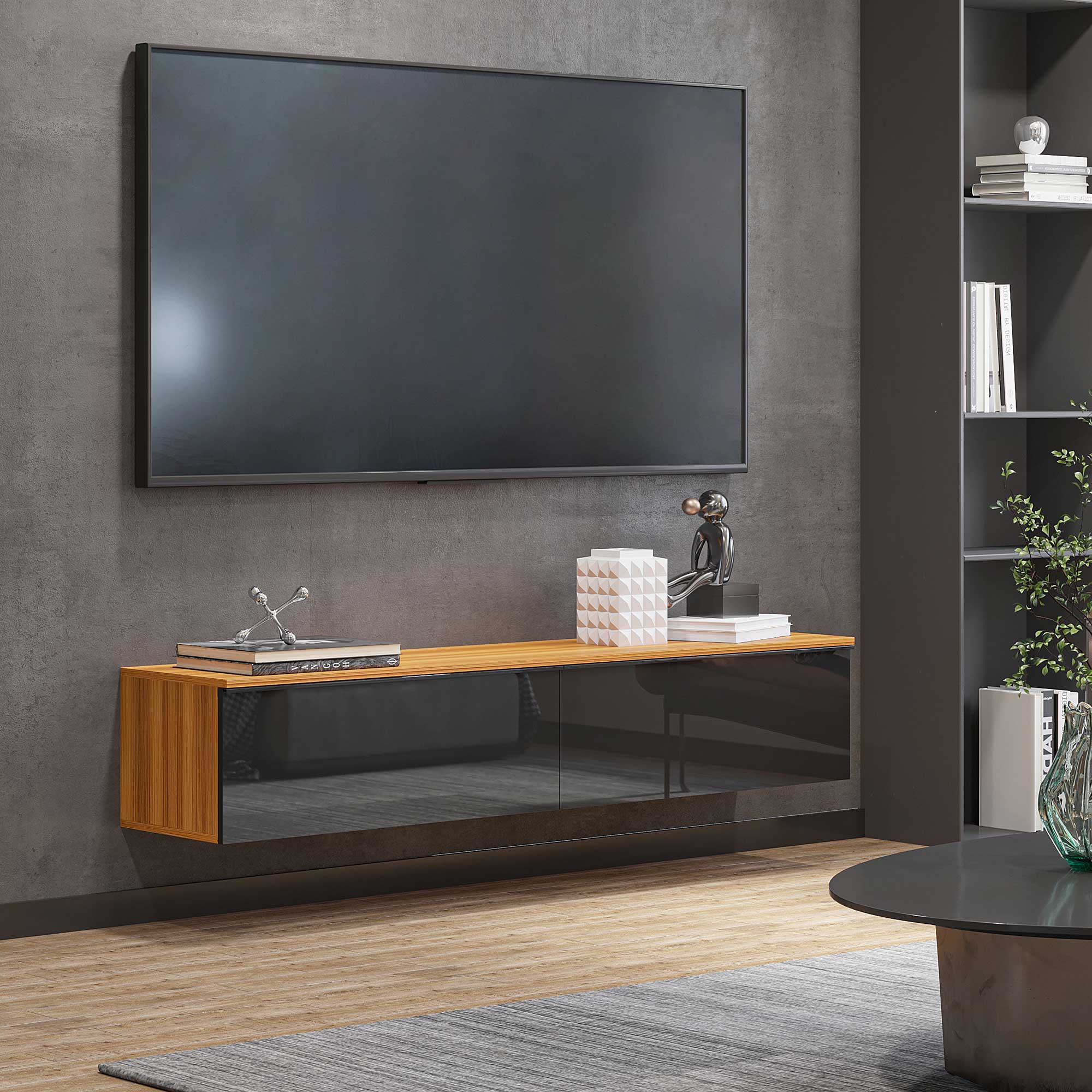 HOMCOM Floating TV Stand Cabinet, Media Console for TVs up to 70