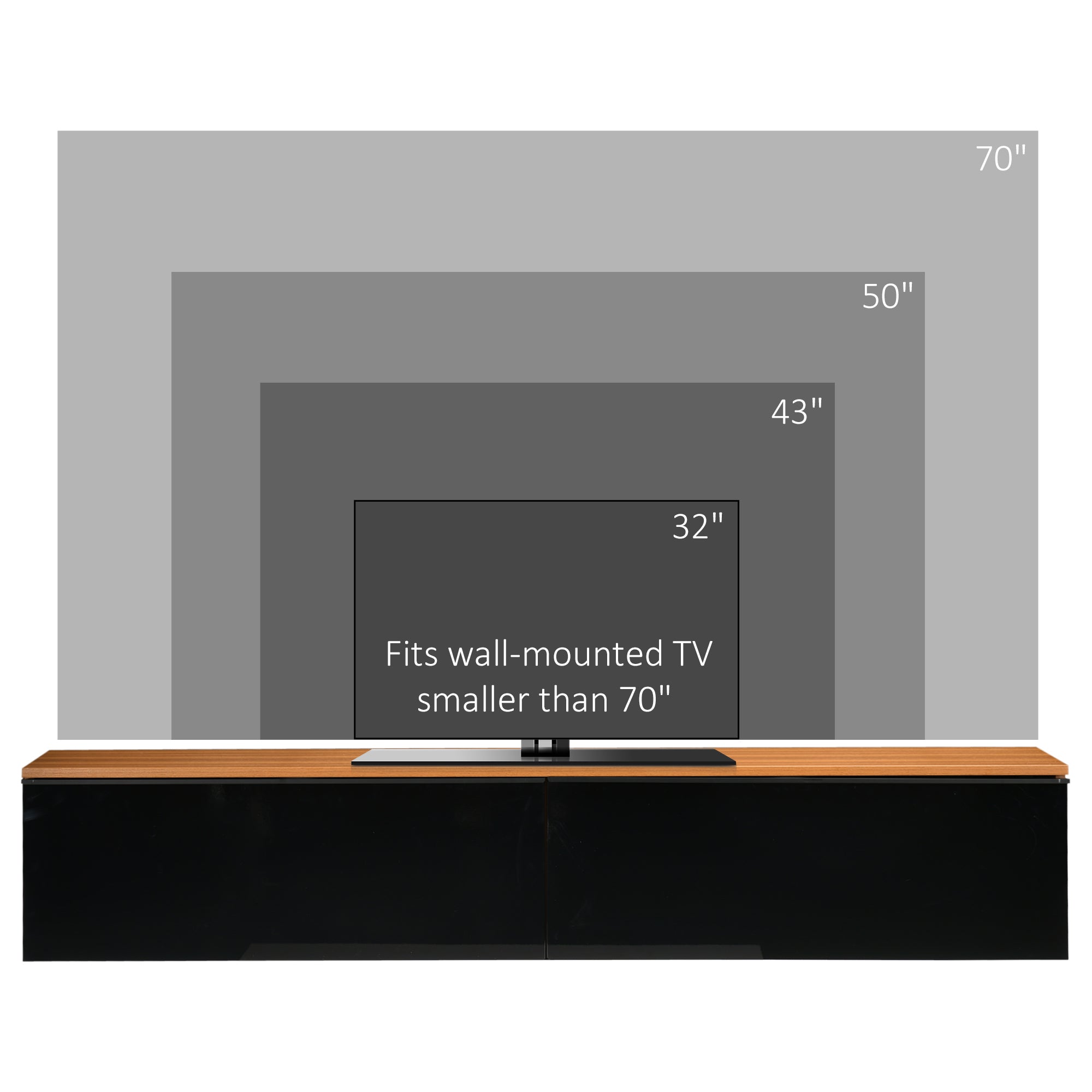 HOMCOM Floating TV Stand Cabinet, Media Console for TVs up to 70