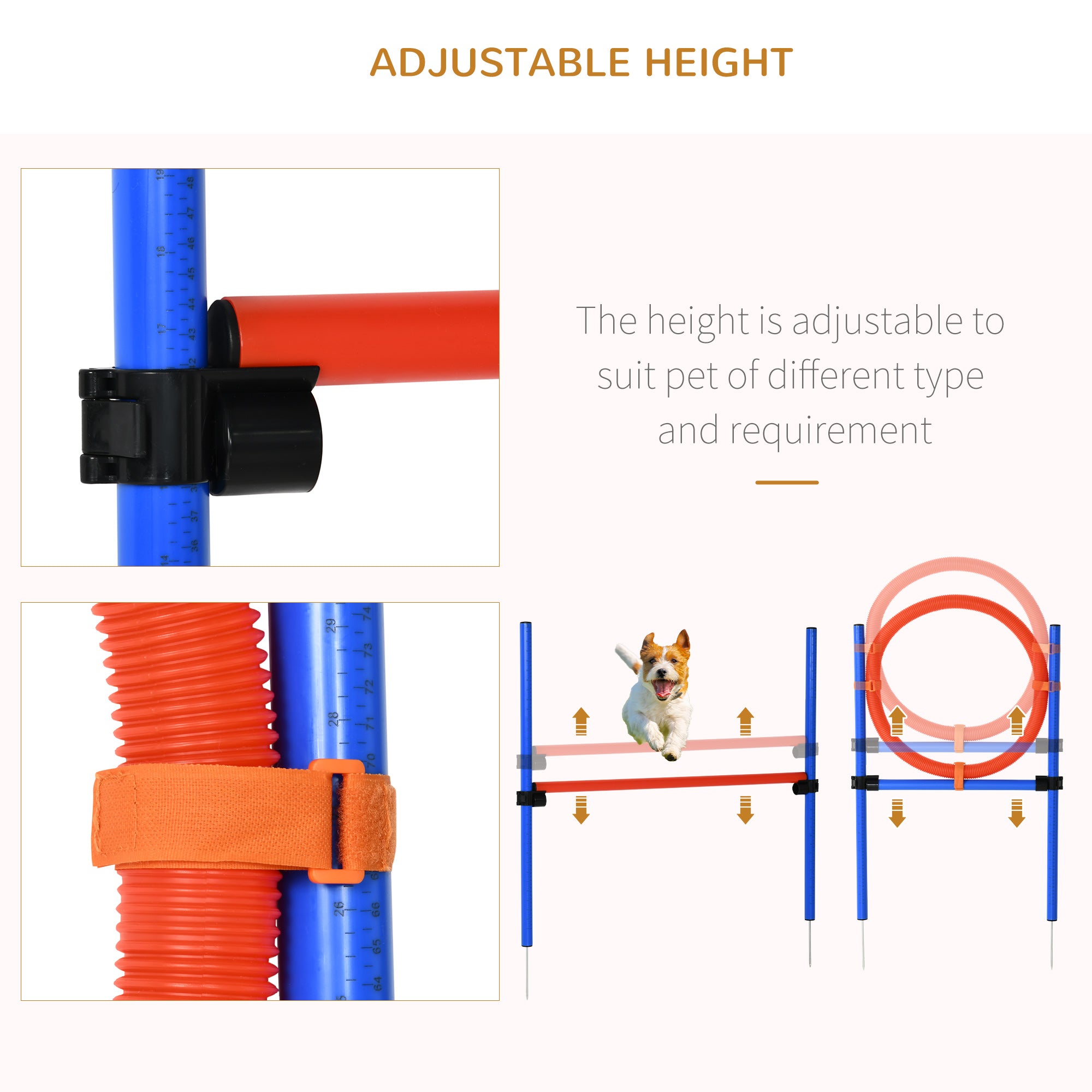 PawHut Dog Pet Agility Training Kit High Jump Weave Pole Ring Obedience Training Set Adjustable Equipment Portable