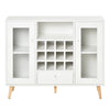 HOMCOM Modern Sideboard Storage Cabinet, Kitchen Cupboard Bar Server with Glass Doors, Drawer & 12-Bottle Wine Rack, White