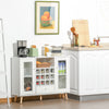 HOMCOM Modern Sideboard Storage Cabinet, Kitchen Cupboard Bar Server with Glass Doors, Drawer & 12-Bottle Wine Rack, White
