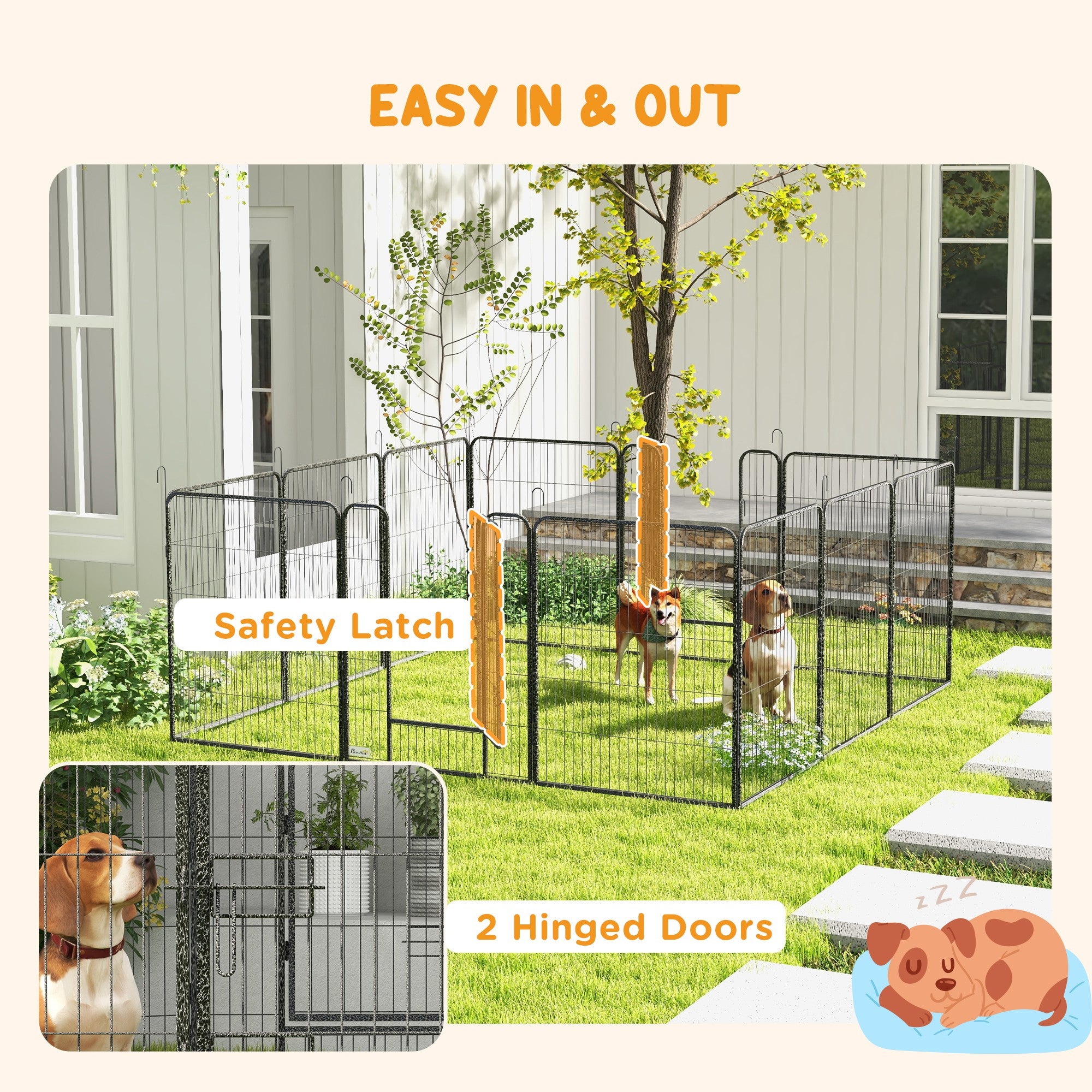 PawHut Dog Playpen, Heavy-duty Metal Puppy Play Pen, Pet Exercise Fences for Outside and Indoor, DIY Design with Door for Multiple Dogs, 12 Panels, 39"H