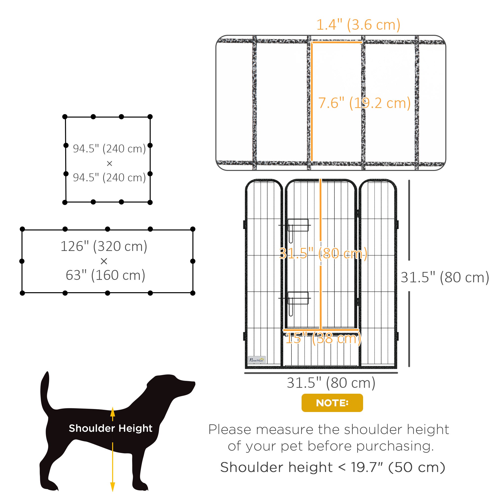 PawHut Dog Playpen, Heavy-duty Metal Puppy Play Pen, Pet Exercise Fences for Outside and Indoor, DIY Design with Door for Multiple Dogs, 12 Panels, 39"H