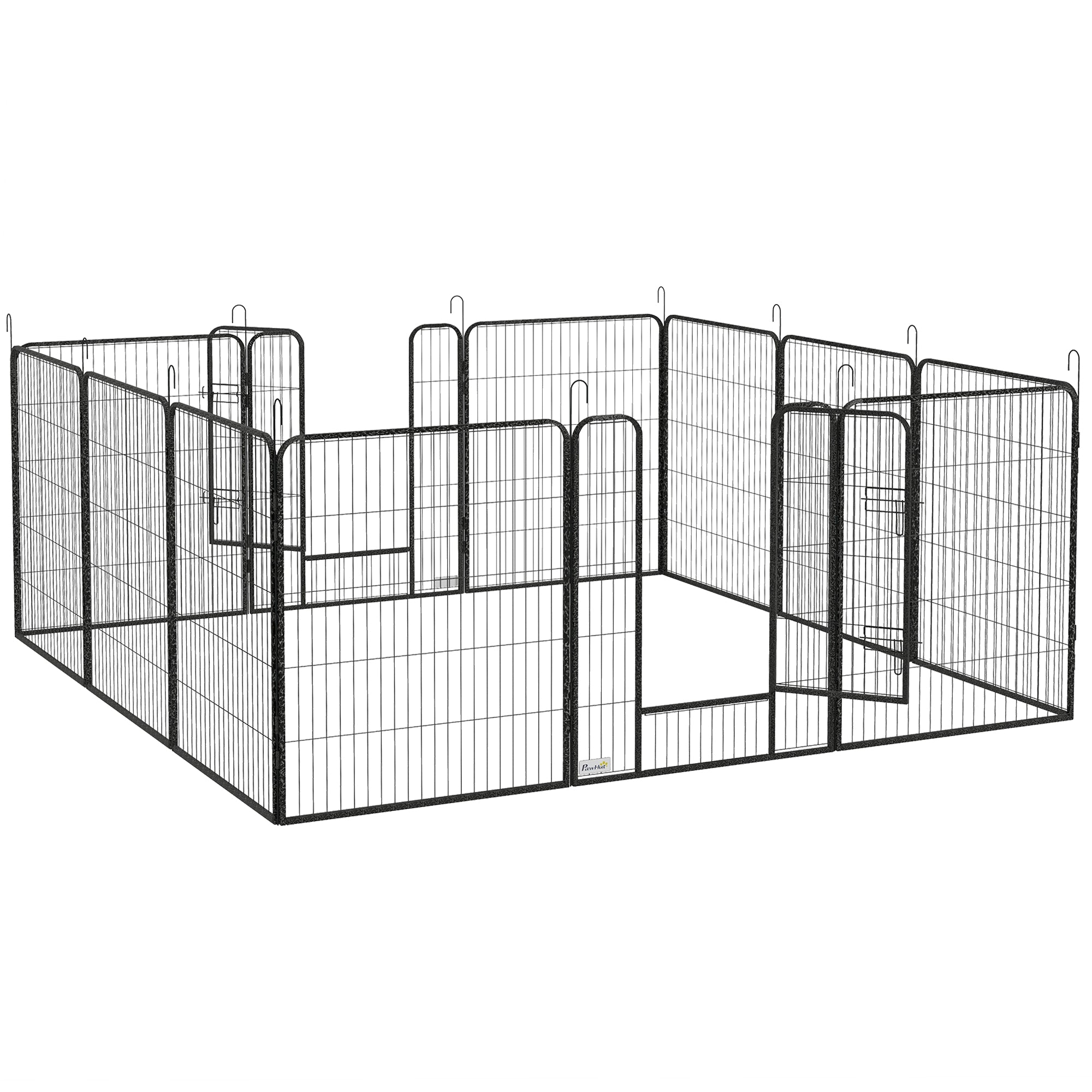 PawHut Dog Playpen, Heavy-duty Metal Puppy Play Pen, Pet Exercise Fences for Outside and Indoor, DIY Design with Door for Multiple Dogs, 12 Panels, 39"H