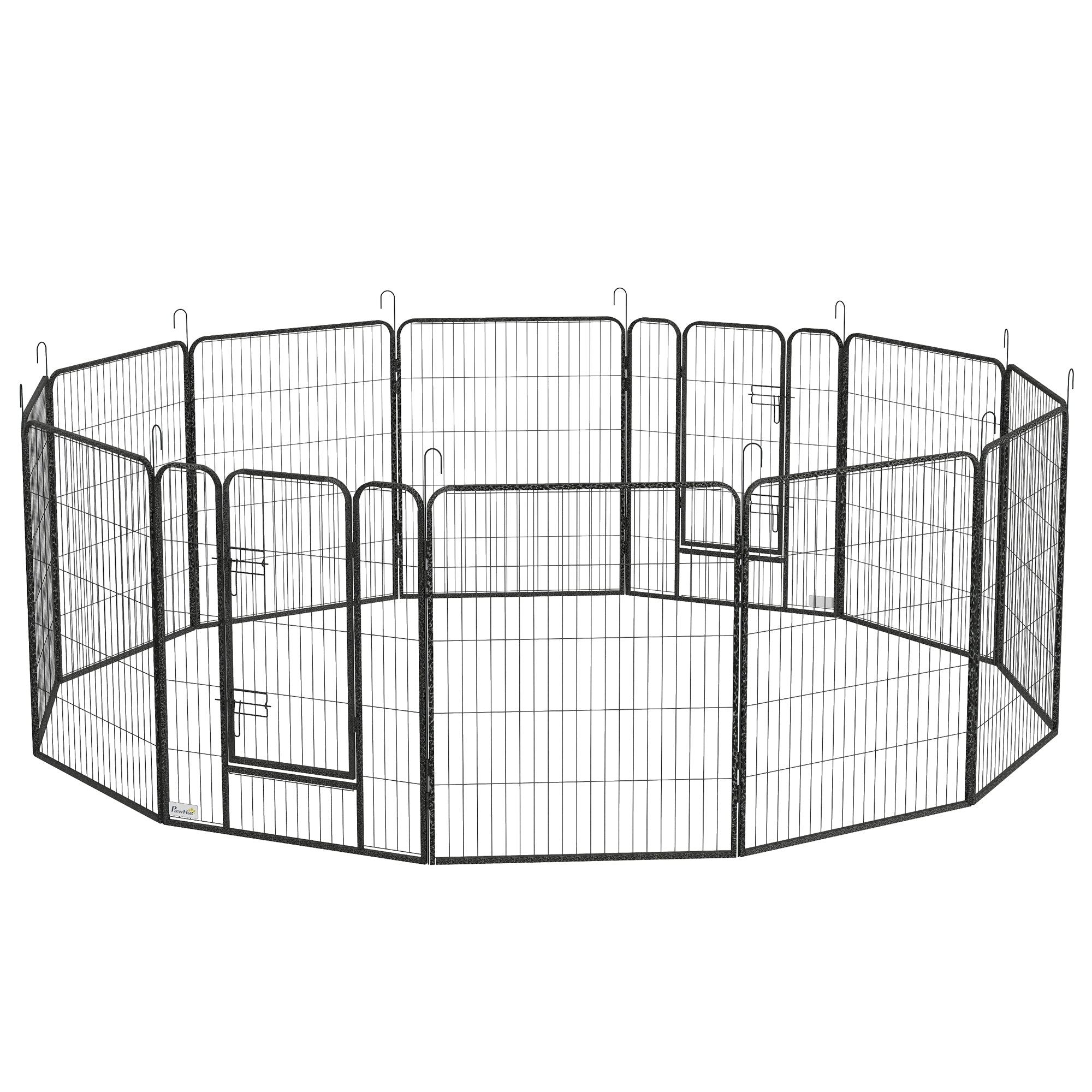 PawHut Dog Playpen, Heavy-duty Metal Puppy Play Pen, Pet Exercise Fences for Outside and Indoor, DIY Design with Door for Multiple Dogs, 12 Panels, 39"H