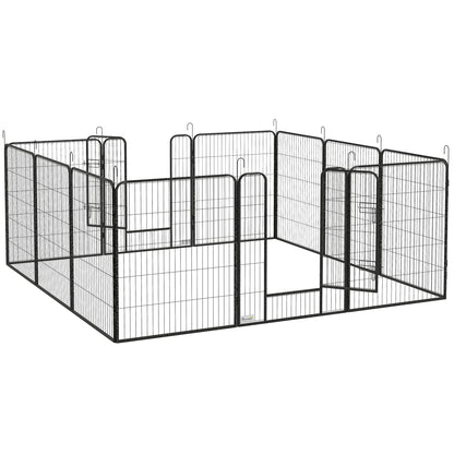 PawHut Dog Playpen, Heavy-duty Metal Puppy Play Pen, Pet Exercise Fences for Outside and Indoor, DIY Design with Door for Multiple Dogs, 12 Panels, 39"H