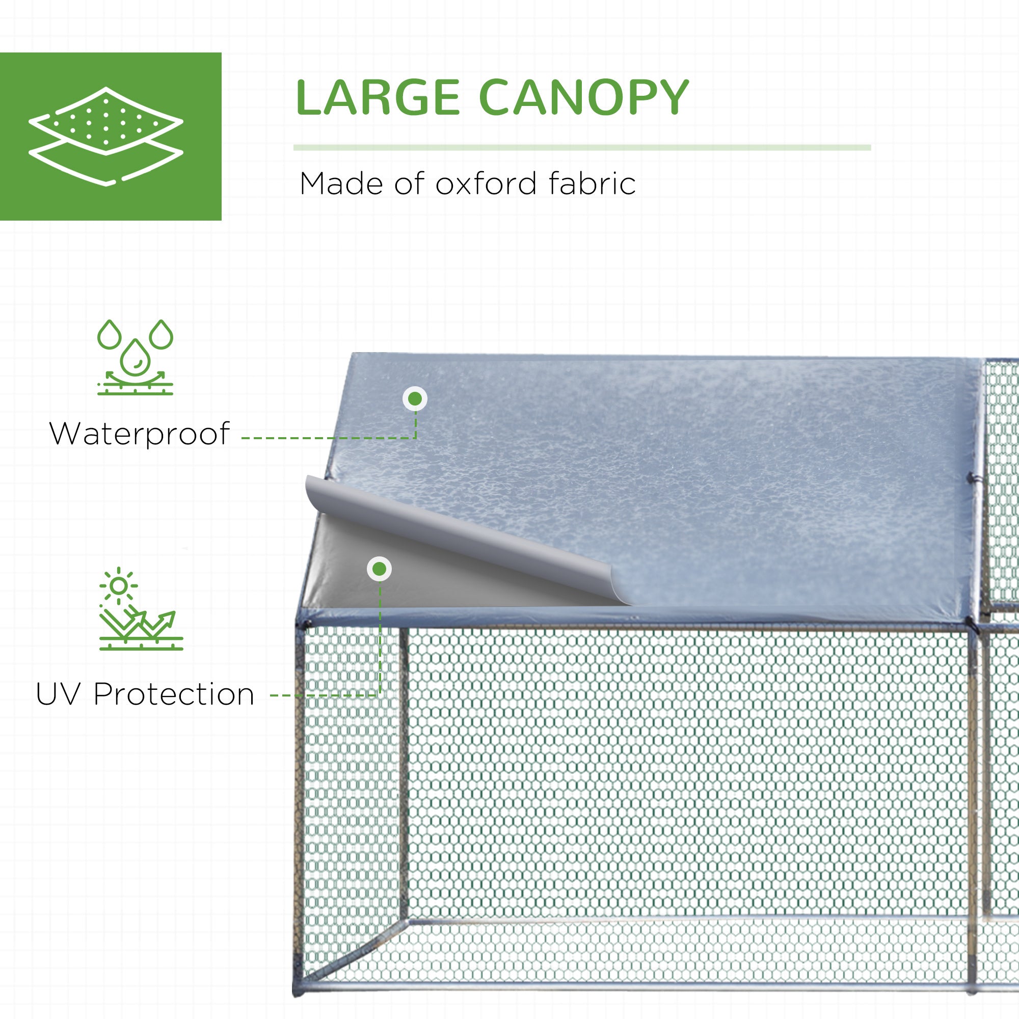 PawHut Large Chicken Coop Metal Chicken Run for Chicken with Waterproof and Anti-UV Cover, Spire Shaped Walk-in Fence Cage Hen House for Outdoor and Yard Farm Use, 1.26" Dia, 9.8' x 19.7' x 6.4'