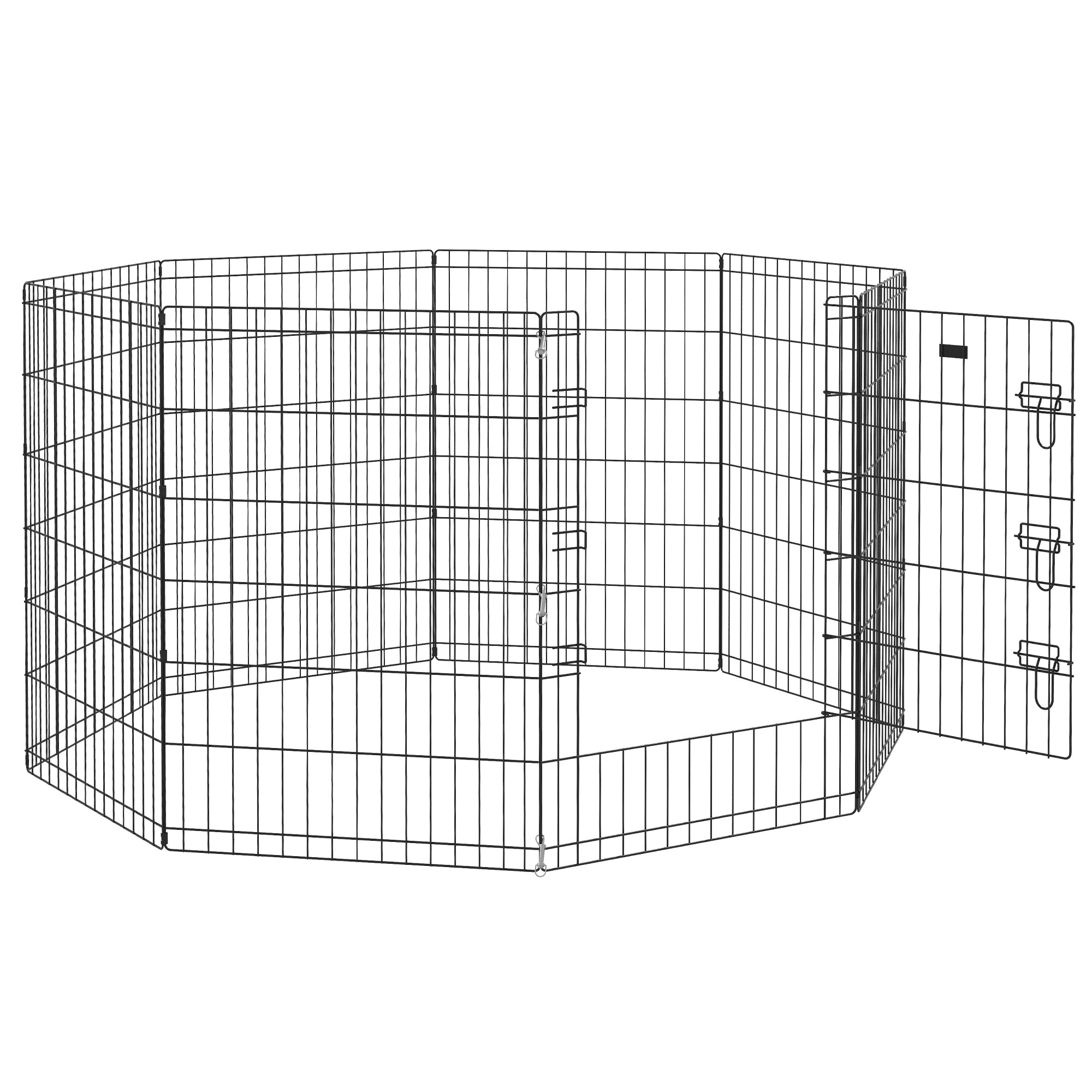 PawHut Dog Pen, 8 Panel Dog Playpen, DIY Design with Door, for Medium Dogs, Puppies, Small Animals, for Indoor/Outdoor Use, 91cm High