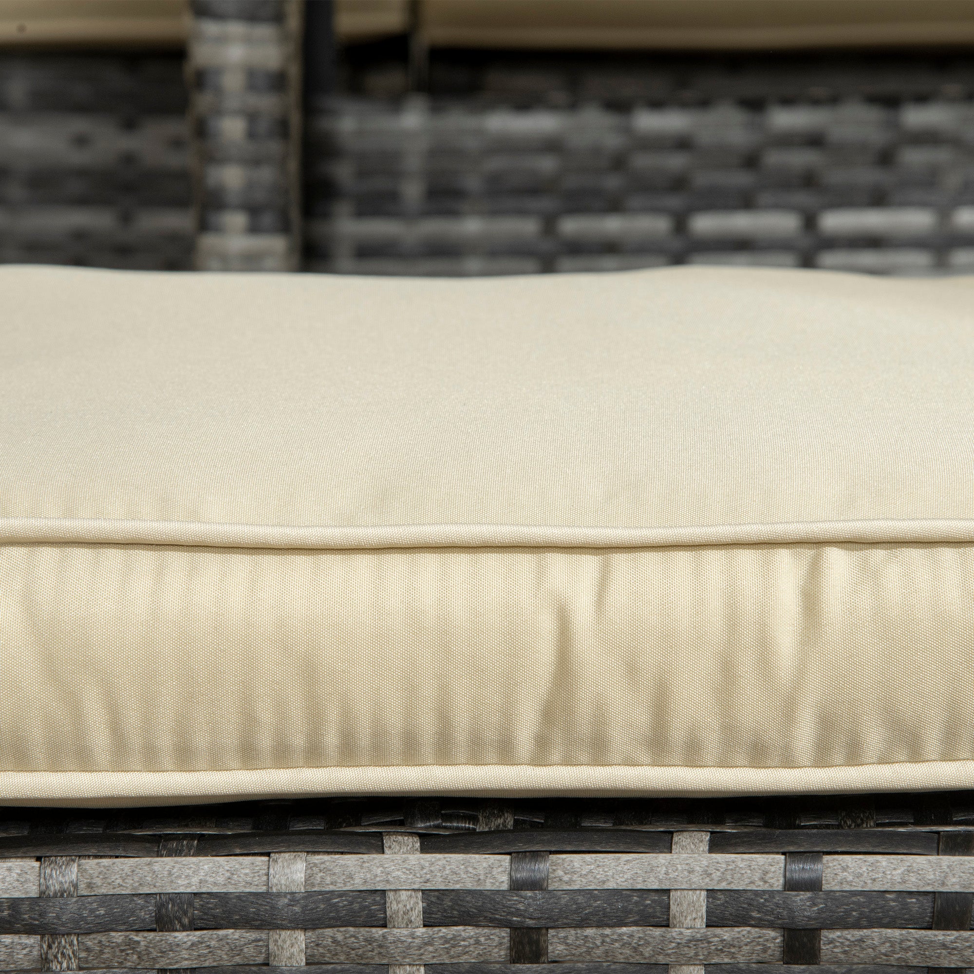 Outsunny 6 Pieces Wicker Patio Dining Set Outdoor Furniture Set with Removable Cushions, Glass Top Dining Table, 2 Ottomans, PE Rattan Conversation Set for Garden Poolside, Khaki