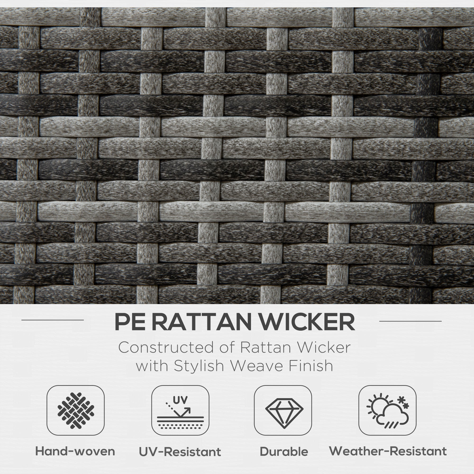 Outsunny 6 Pieces Wicker Patio Dining Set Outdoor Furniture Set with Removable Cushions, Glass Top Dining Table, 2 Ottomans, PE Rattan Conversation Set for Garden Poolside, Khaki