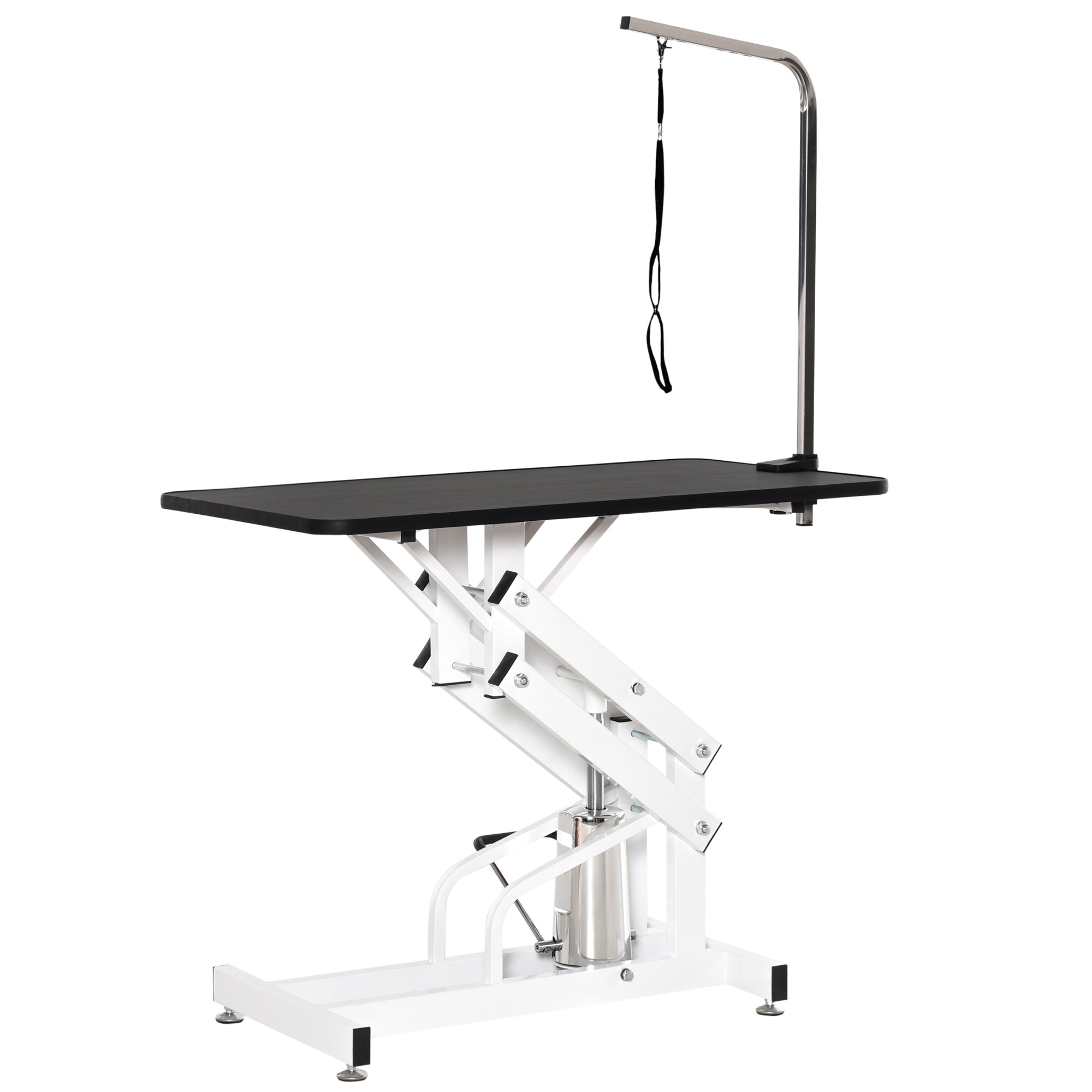 PawHut 43" Hydraulic Dog Grooming Table, Deluxe Professional Pet Grooming Table for Larger Dogs, Z-Lift Design with Arm Noose - Black