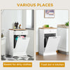 HOMCOM Tilt Out Trash Cabinet, Hidden Garbage Bin Cabinet with Drawer and Solid Wood Countertop, Free Standing Kitchen Trash Can Holder, White
