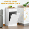 HOMCOM Tilt Out Trash Cabinet, Hidden Garbage Bin Cabinet with Drawer and Solid Wood Countertop, Free Standing Kitchen Trash Can Holder, White