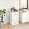 HOMCOM Tilt Out Trash Cabinet, Hidden Garbage Bin Cabinet with Drawer and Solid Wood Countertop, Free Standing Kitchen Trash Can Holder, White