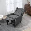 HOMCOM Push Back Recliner Chair, Fabric Reclining Chair, Tufted Wingback Chair with Nail Head Trim, Footrest, Solid Wood Legs for Living Room, Dark Grey