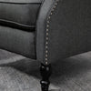 HOMCOM Push Back Recliner Chair, Fabric Reclining Chair, Tufted Wingback Chair with Nail Head Trim, Footrest, Solid Wood Legs for Living Room, Dark Grey