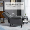 HOMCOM Push Back Recliner Chair, Fabric Reclining Chair, Tufted Wingback Chair with Nail Head Trim, Footrest, Solid Wood Legs for Living Room, Dark Grey