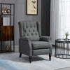 HOMCOM Push Back Recliner Chair, Fabric Reclining Chair, Tufted Wingback Chair with Nail Head Trim, Footrest, Solid Wood Legs for Living Room, Dark Grey