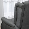 HOMCOM Push Back Recliner Chair, Fabric Reclining Chair, Tufted Wingback Chair with Nail Head Trim, Footrest, Solid Wood Legs for Living Room, Dark Grey