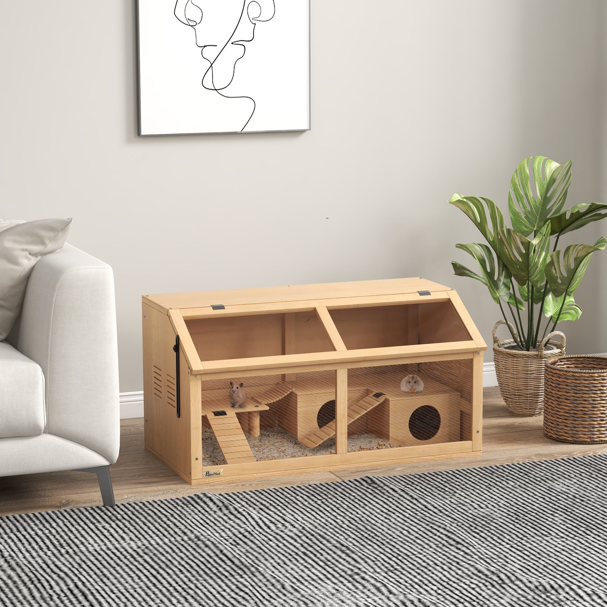 PawHut Wooden Hamster Cage, 33.5