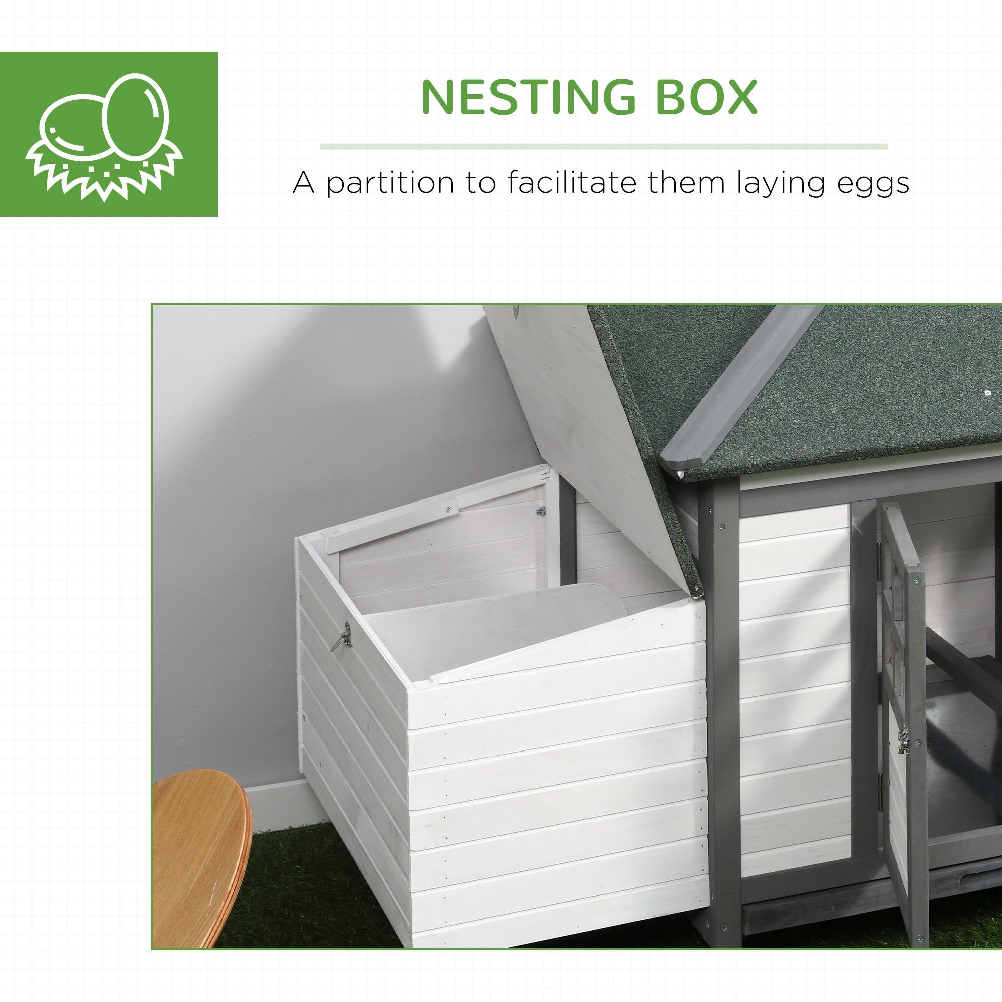 PawHut Chicken Coop with Chicken Run, Outdoor Hen House Poultry Cage with Nesting Box, Openable Top, 196 x 76 x 97cm, Grey