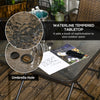 Outsunny 5 Pieces Outdoor Dining Set, Folding Rattan Patio Table and Chairs for 4 with Umbrella Hole, Tempered Glass Top, Dark Brown