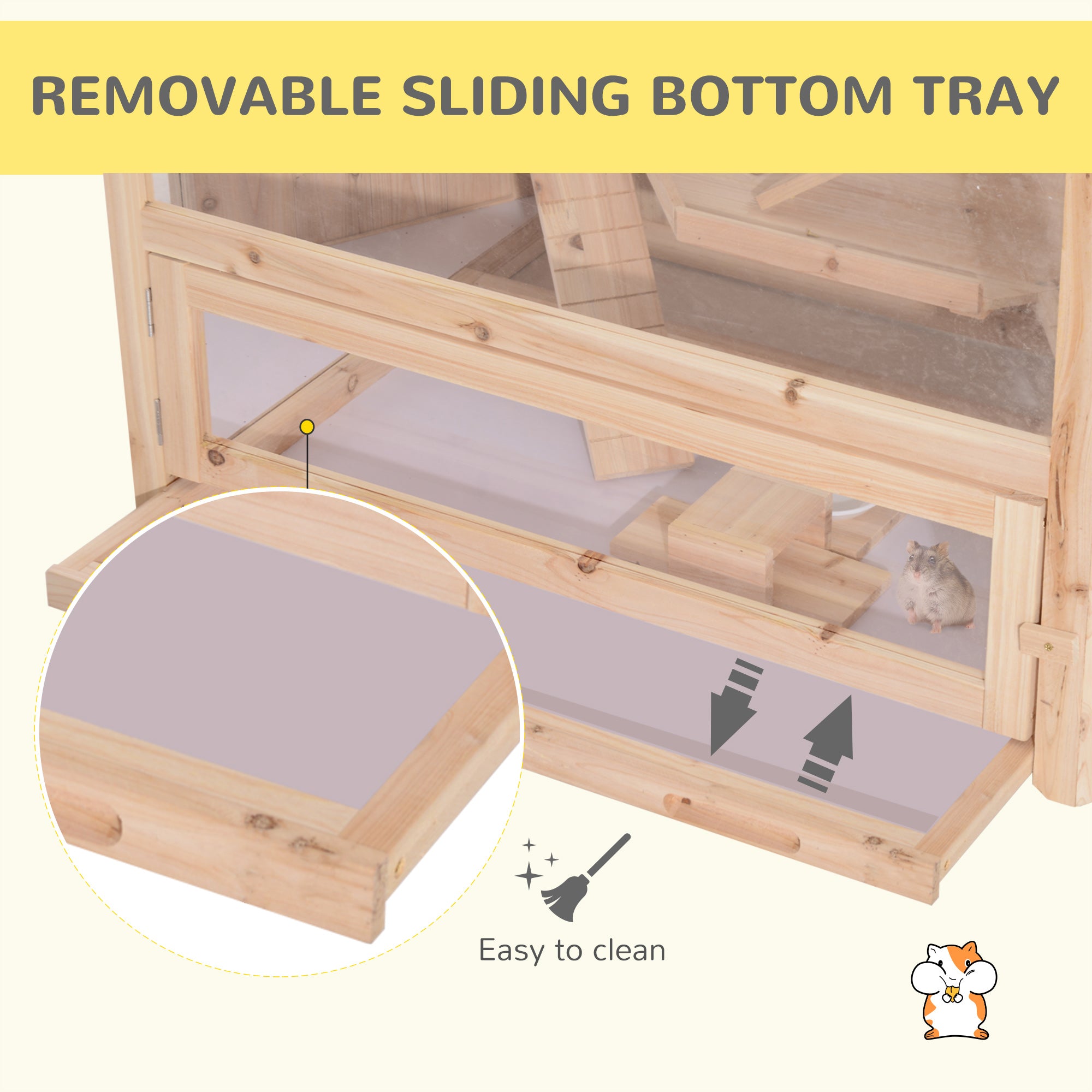 PawHut Compatible Large Wooden Hamster Cage Rodent Mouse Pet Small Animal Kit hut Box Double Layers Easy Clean