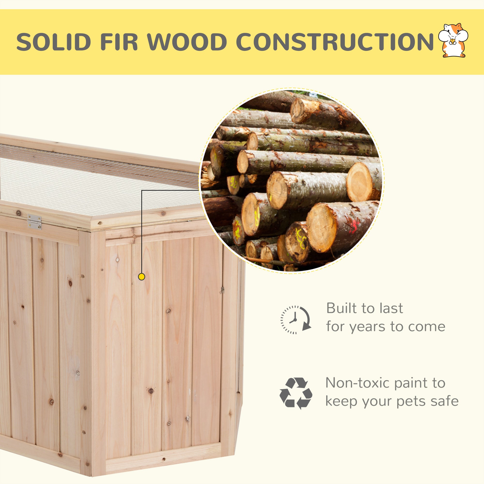 PawHut Compatible Large Wooden Hamster Cage Rodent Mouse Pet Small Animal Kit hut Box Double Layers Easy Clean