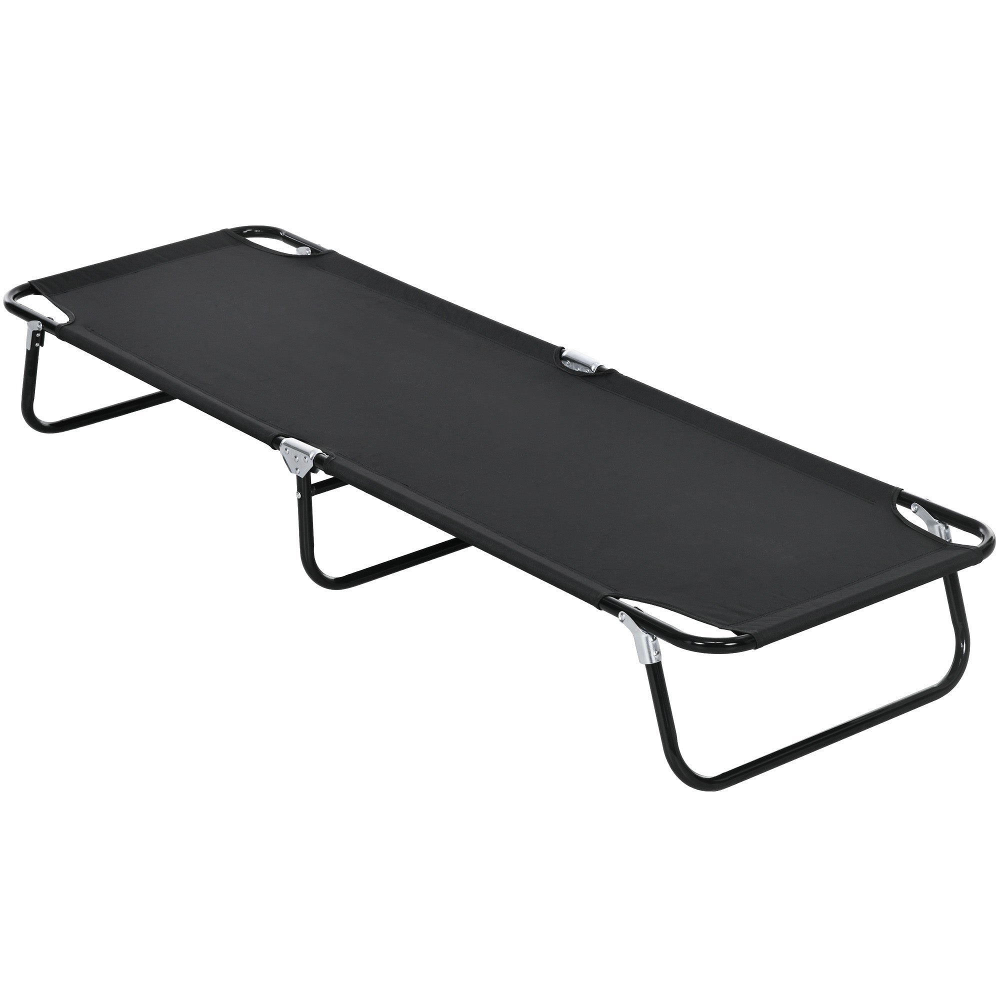 Outsunny Folding Camping Cot for Adults Portable Outdoor Sleeping Bed for Office Beach Home, Black