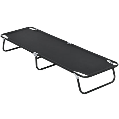 Outsunny Folding Camping Cot for Adults Portable Outdoor Sleeping Bed for Office Beach Home, Black