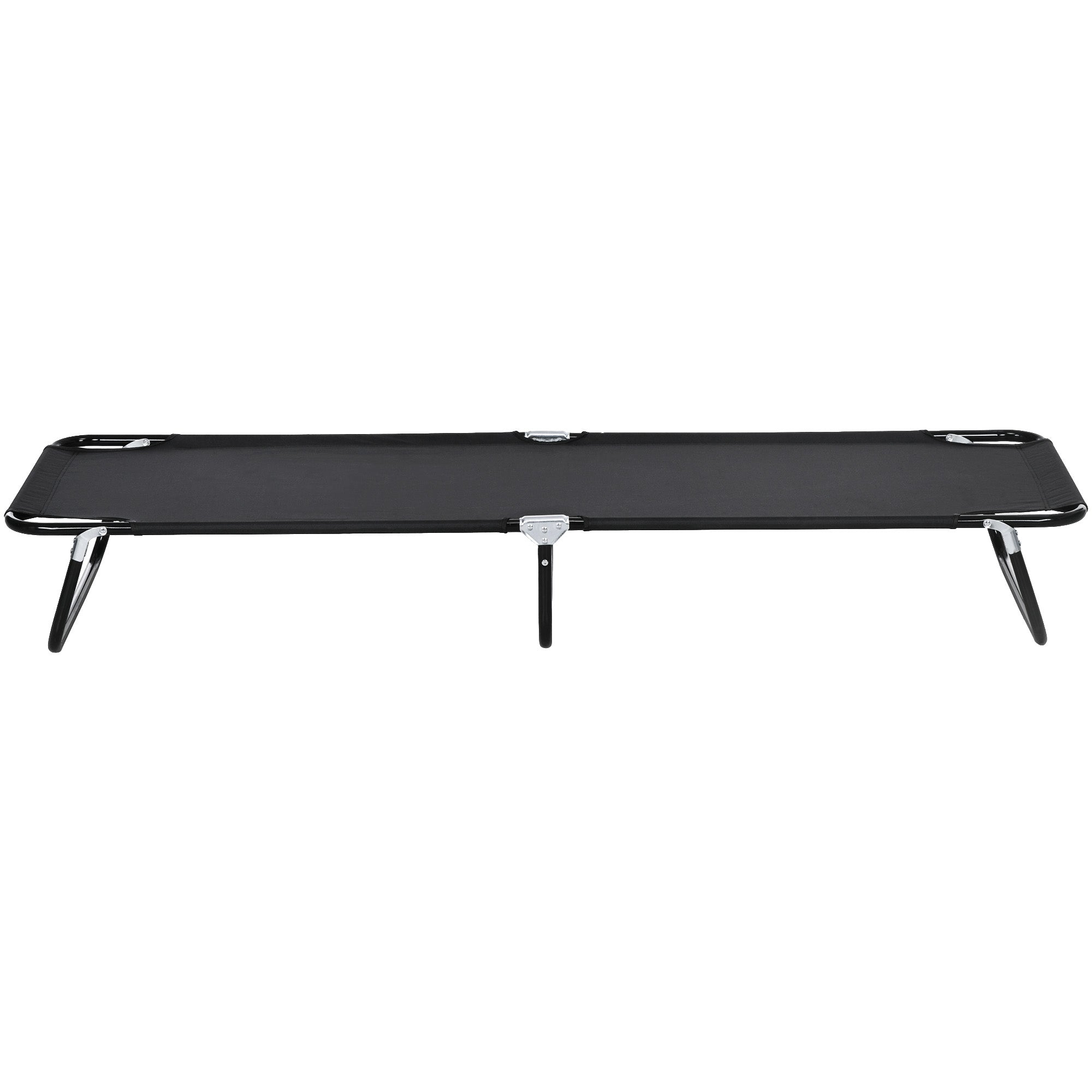 Outsunny Folding Camping Cot for Adults Portable Outdoor Sleeping Bed for Office Beach Home, Black