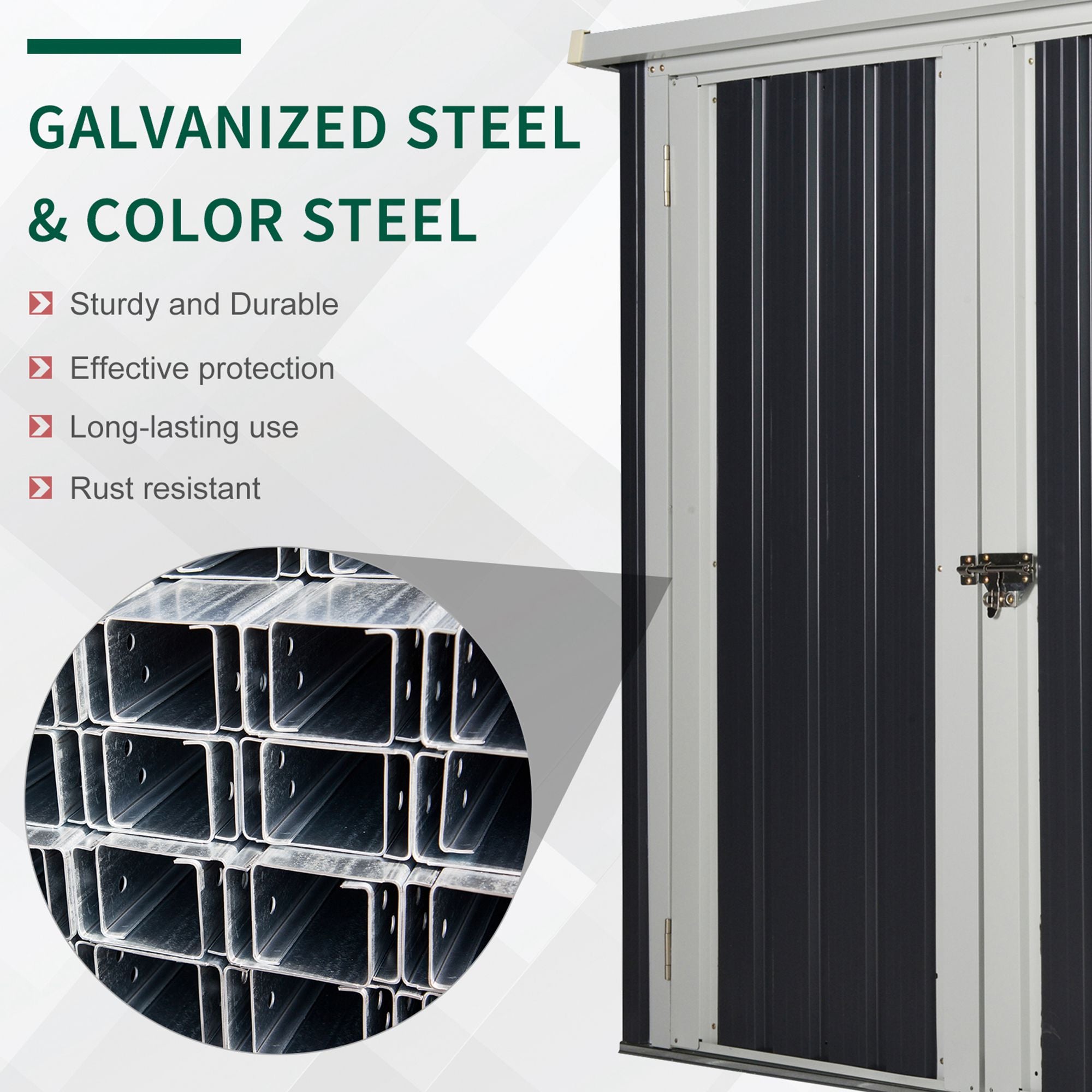 Outsunny 5' x 3' Metal Storage Shed, Garden Tool House with Double Doors for Backyard, Patio Lawn