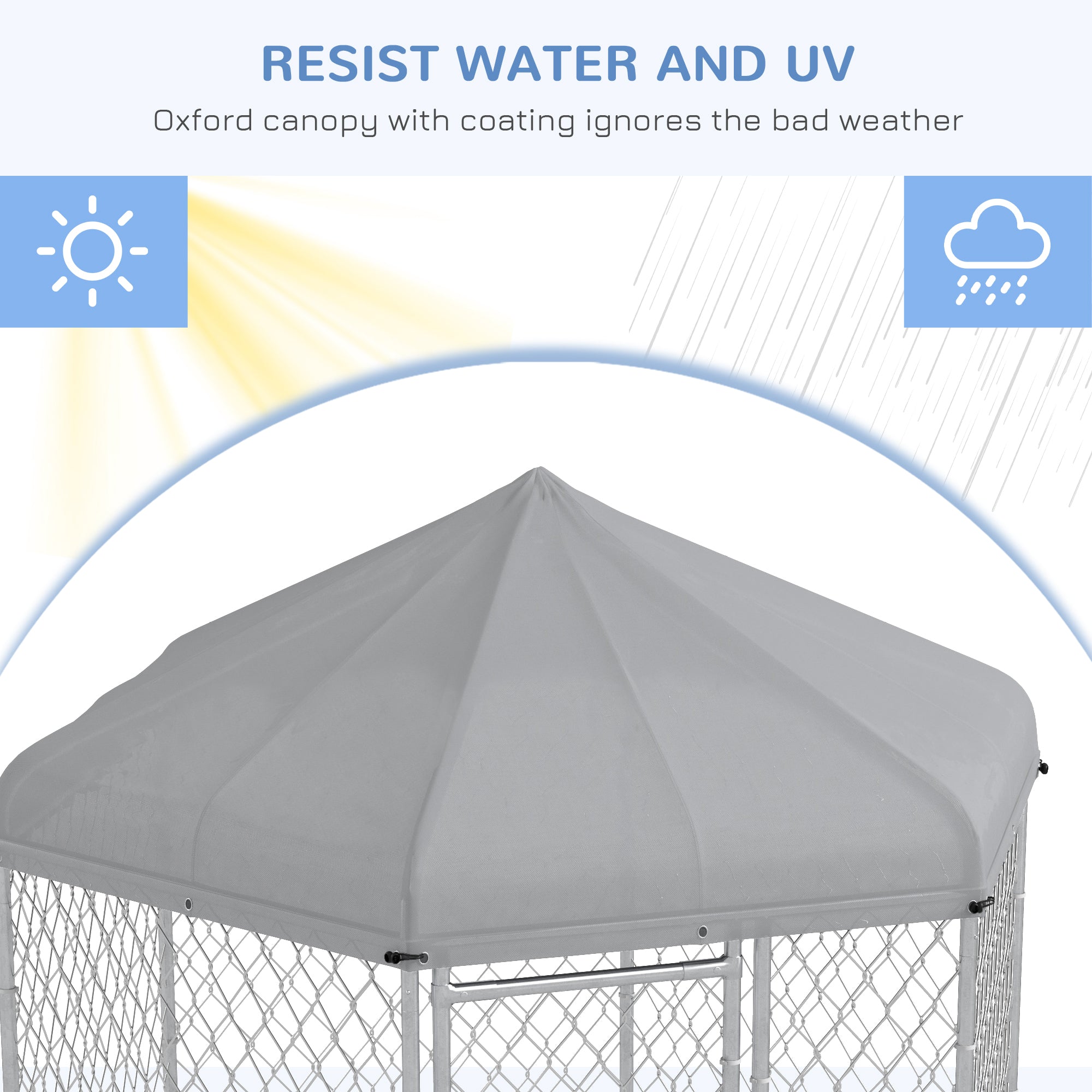 PawHut Outdoor Dog Kennel Dog Run with Waterproof, UV Resistant Cover for Medium and Large Sized Dogs, 6.9' x 6.1' x 7', Silver
