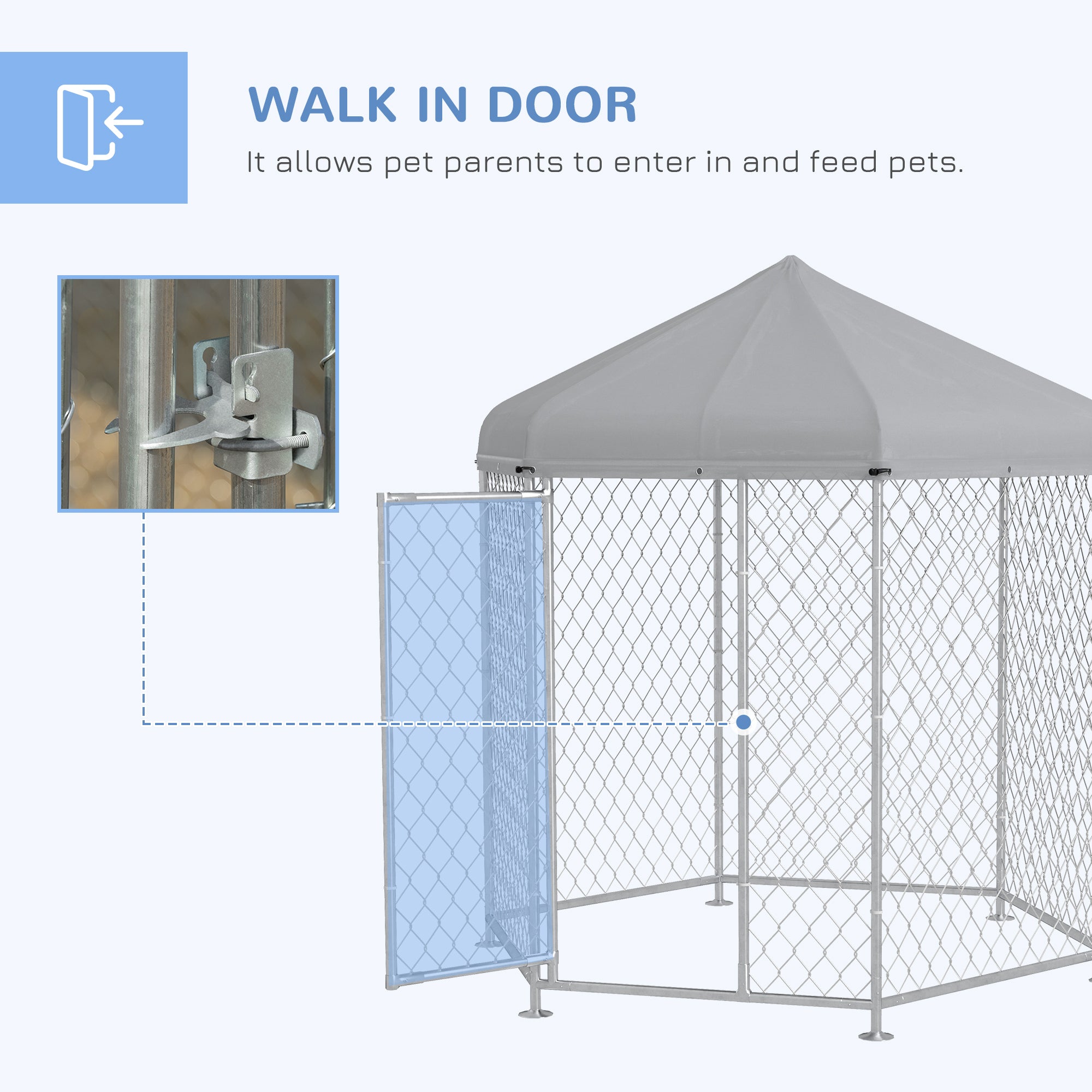 PawHut Outdoor Dog Kennel Dog Run with Waterproof, UV Resistant Cover for Medium and Large Sized Dogs, 6.9' x 6.1' x 7', Silver