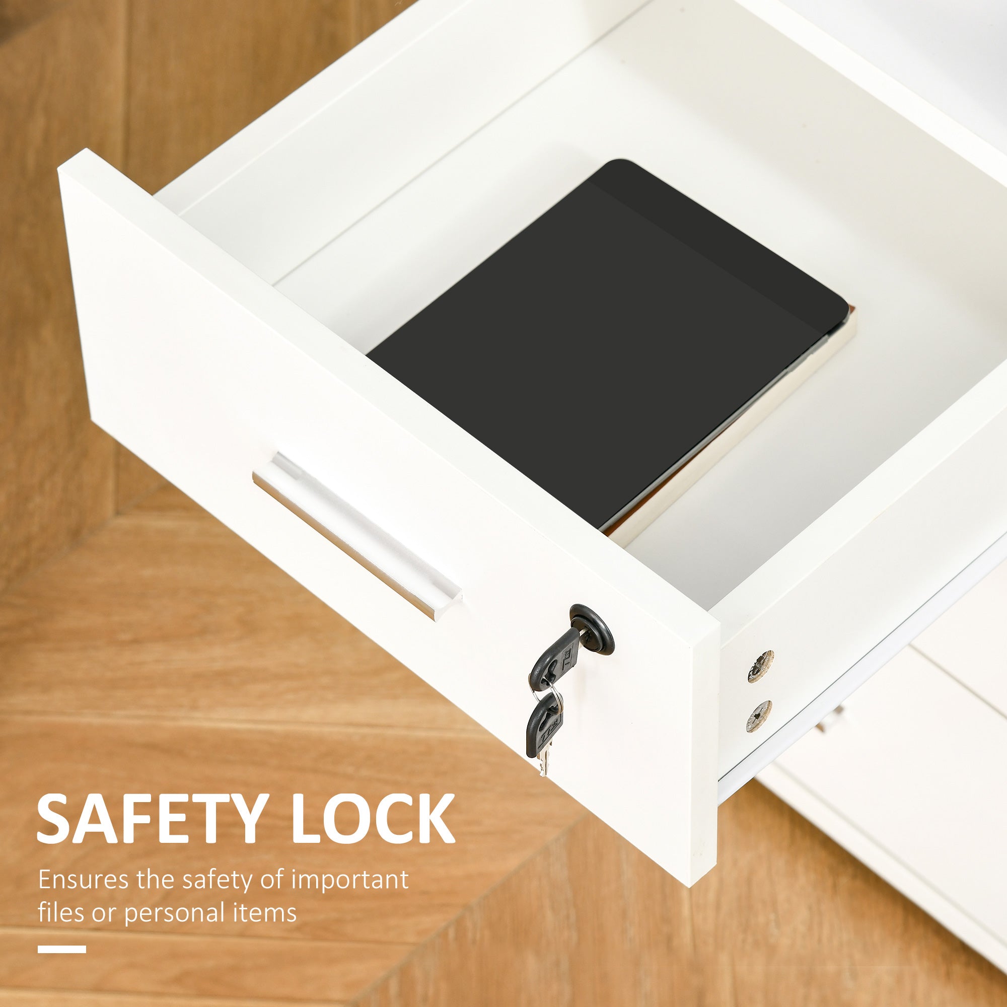 HOMCOM Computer Desk with Keyboard Tray and Drawers, Writing Desk, Home Office Workstation, White