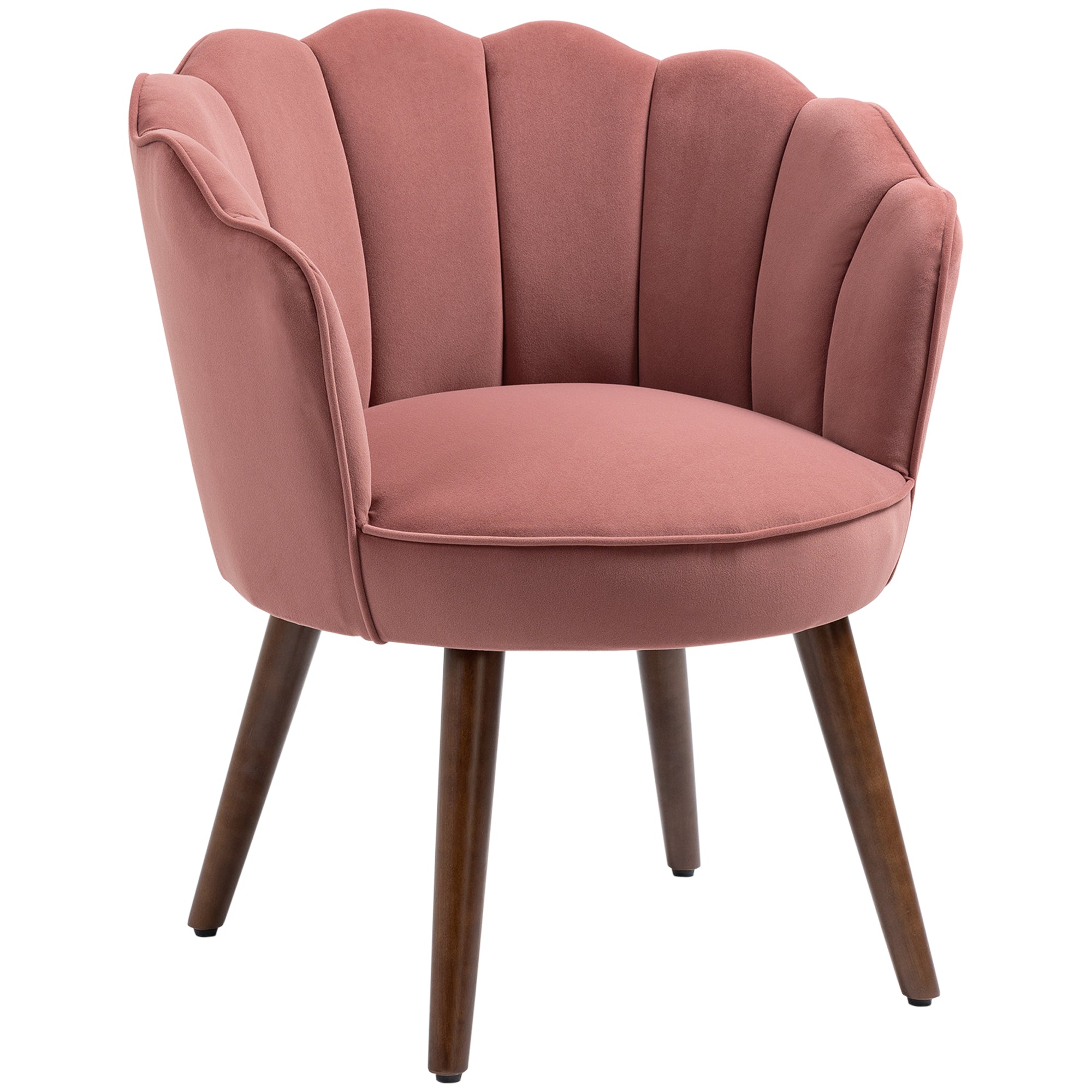 HOMCOM Modern Accent Chair Leisure Club Chair with Velvet-Touch Fabric Wood Legs for Living Room, Pink