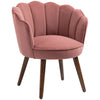 HOMCOM Modern Accent Chair Leisure Club Chair with Velvet-Touch Fabric Wood Legs for Living Room, Pink