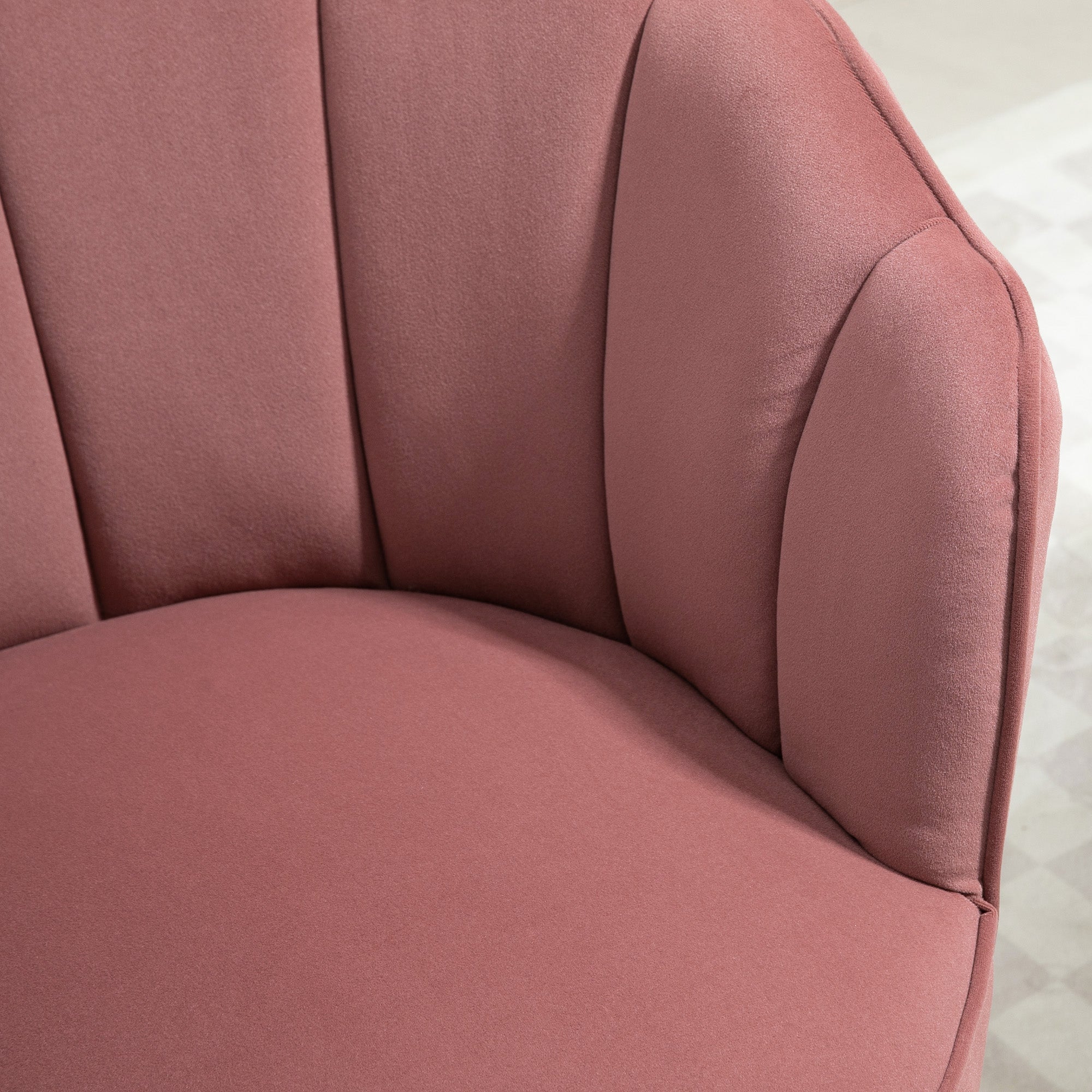 HOMCOM Modern Accent Chair Leisure Club Chair with Velvet-Touch Fabric Wood Legs for Living Room, Pink