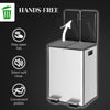 HOMCOM Dual Kitchen Garbage Bin, 2 x 7.4 Gallon (2 x 28 L) Trash Can with Foot Pedal, Soft-Close Garbage Can with Removable Inner Buckets, Fingerprint-Proof for Kitchen, Silver