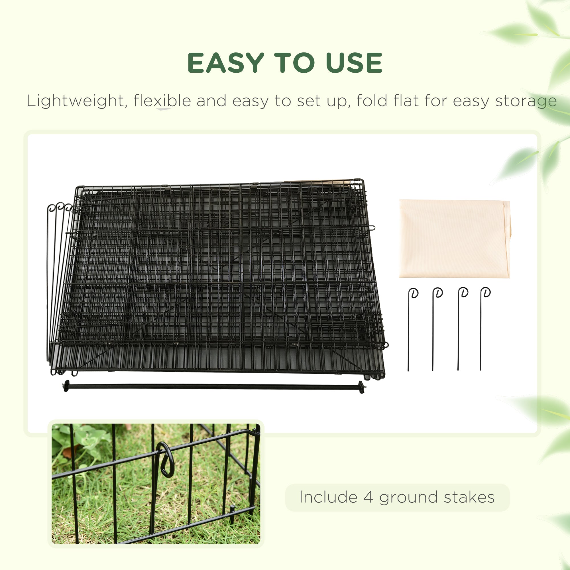 PawHut Rabbit Run Playpen, Guinea Pig Cage with Pitched Roof, Sun Protection Cover, 220 x 103 x 103 cm, Metal Enclosure for Small Animals, Chickens, Ferret, Beige